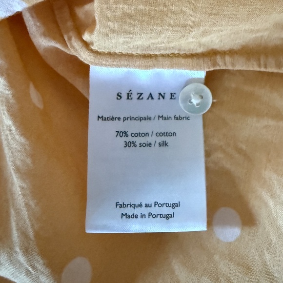 Sezane Ann shirt in Ochre with Ecru Polka Dots -- Size 10 US / 42 FR - Picture 9 of 10